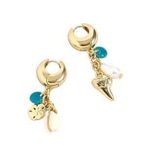 NWT J. Crew Gold/Pearl/Shell Beachcomber Mismatched Earrings